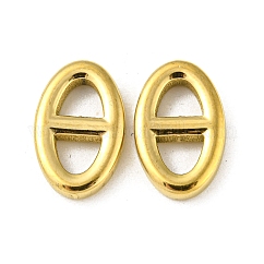 Conectores de acero inoxidable 304 con revestimiento iónico (IP), Charm ovalado de malla azul marino, real 18k chapado en oro, 9.5x15x2.5mm, agujero: 4x4 mm