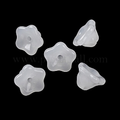 Vernice da forno perle di vetro trasparente, petunia, bianco, 9x9x6mm, Foro: 1.4 mm