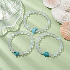 3 braccialetto con perline turchesi sintetiche tinte con delfino&nbsp;BJEW-JB10252