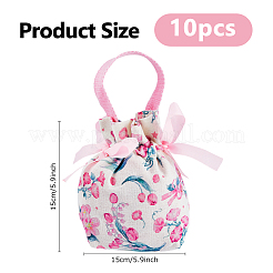 10 pochette à cordon en tissu à imprimé floral&nbsp;ABAG-DC0001-09B