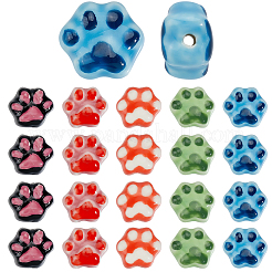 30 pz 5 colori perline di porcellana stampate a mano&nbsp;PORC-PA0001-25