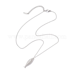 Collar de cadena de cable de acero inoxidable 304 con colgante de pez de latón para mujer&nbsp;NJEW-JN05412