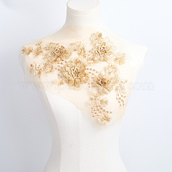 Patchs à coudre en tissu brodé à paillettes en polyester&nbsp;PATC-WH20008-04B