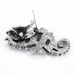 Broche en coquille d'ormeau naturel en forme de cheval de mer / coquille de paua&nbsp;G-N333-006-RS