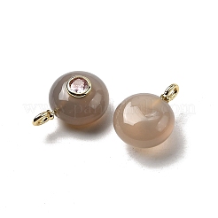 Pendentifs ronds et plats en agate grise naturelle&nbsp;G-H318-01G-A-04