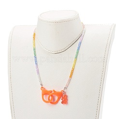 Collane di perline di vetro placcate personalizzate arcobaleno&nbsp;NJEW-JN03410-01