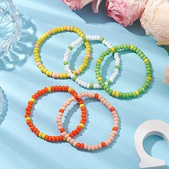 Braccialetti con perline di vetro placcato in forno a rondelle&nbsp;BJEW-JB10784