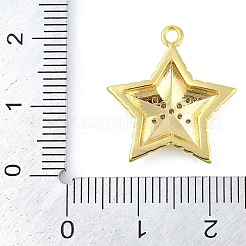 Colgantes de circonita cúbica transparente micro pavimentados de latón chapado en oro real de 18k con tema cruzado&nbsp;KK-L219-06G-05