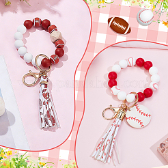 2 stücke 2 arten pu leder quaste anhänger keychain&nbsp;HJEW-AR0001-22