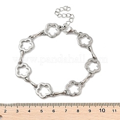 Bracciali con catene a maglie floreali in acciaio inossidabile 304 per uomo e donna&nbsp;BJEW-D042-42P