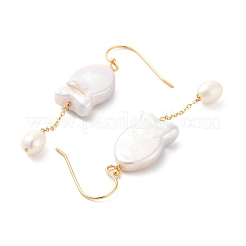 Ohrringe mit Fisch-Anhänger aus Naturperlen&nbsp;EJEW-E303-06G