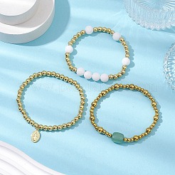 3 pz 3 set di bracciali elastici in acciaio inossidabile 304 con perline&nbsp;BJEW-JB11053