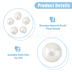 5 Stück barocke natürliche Keshi-Perlen&nbsp;PEAR-HS0001-09