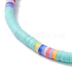 4 pièces 4 couleurs à la main en argile polymère perles heishi bracelets de cheville extensibles pour femmes&nbsp;AJEW-AN00468