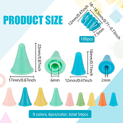54 Stück 9 Arten Kegel synthetischer Gummi Stricknadelspitzenschutz&nbsp;FIND-BC0005-61