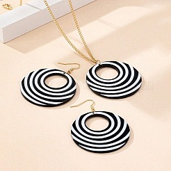 Boho-Stil Zebramuster Runde Acryl Anhänger Halskette & baumeln Ohrring Sets&nbsp;FS-WG10A75-01