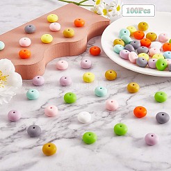 100 Stück Silikonperlen 14 mm Silikon-Abakusperlen Gummiperlen großes Loch farbige lose Abstandsperlen für DIY-Halskette&nbsp;JX323A