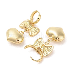 Orecchini a cerchio in ottone da donna con fiocco e cuore&nbsp;EJEW-S231-04G-01