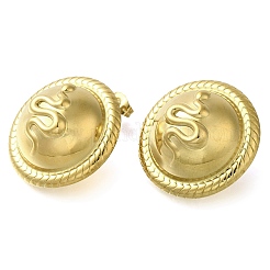 Placcatura ionica (ip) 304 acciaio inossidabile piatto rotondo con orecchini a perno a forma di serpente&nbsp;EJEW-I312-07G