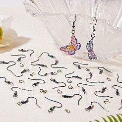 100pcs 2 crochets de boucle d'oreille de style et anneaux de saut ouverts&nbsp;STAS-SZ0001-73