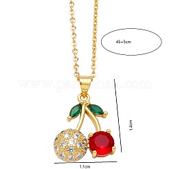 Collane con ciondolo in ottone micro pavé di zirconi cubici trasparenti e rossi&nbsp;EP3159-2