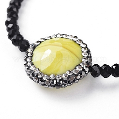 Facettierte Rondelle Glas geflochtene Perlen Armbänder&nbsp;BJEW-JB04808-M