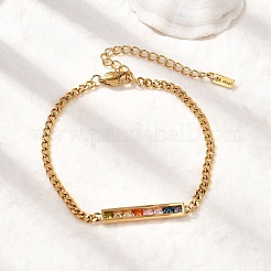 Rechteckige 304 Edelstahl-Glasgliederarmbänder für Damen&nbsp;BJEW-K237-17G