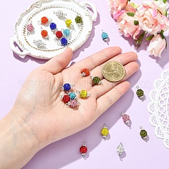 24 Stück runde Strass-Verbinder-Anhänger aus Polymerclay in 8 Farben. Mit Eisenverschlüssen&nbsp;PALLOY-YW00150