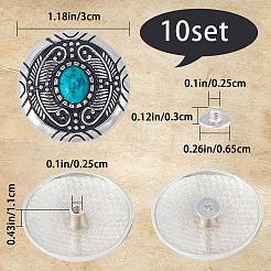 Rivetti decorativi in lega a 1 foro e turchese con occhio di gatto&nbsp;FIND-GF0004-53A
