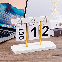 Calendrier de bureau à feuillets avec base rectangulaire en bois et fer&nbsp;AJEW-WH0481-686