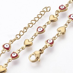 Braccialetti a catena in acciaio inossidabile 304 placcati ioni (ip)&nbsp;BJEW-P236-30G-01