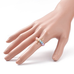 Anello polsino con perline rotanti con semi di vetro&nbsp;RJEW-JR00511-01