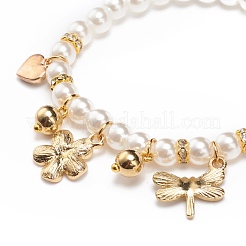 Bracciale elasticizzato con perline in plastica abs con ciondoli in lega smaltata per bambini&nbsp;BJEW-JB08524-04
