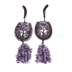 Natürlicher Amethyst-Chip-Baum des Lebens-Anhänger-Dekoration&nbsp;G-F733-06C