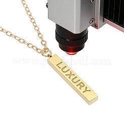 Collier pendentif rectangulaire en acier inoxydable 201/fer recouvert de laiton&nbsp;NJEW-CO0001-01