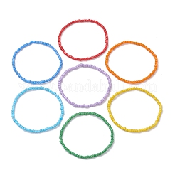 Set di braccialetti con perline di vetro stile arcobaleno da 7 pezzo per donna&nbsp;BJEW-JB10065-02