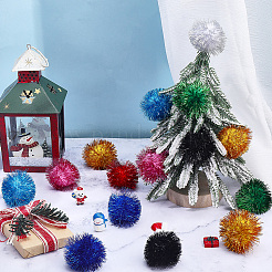 32 pompon à sequins doux en fausse fourrure bicolore&nbsp;DIY-SC0033-96