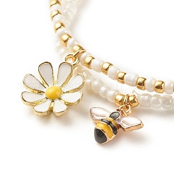 Set di braccialetti elastici con perline di semi di vetro da 2 pezzo&nbsp;BJEW-JB08088-03