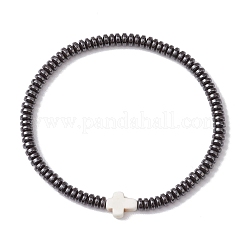 Stretch-Armbänder aus synthetischen Hämatit- und Türkisperlen für Frauen und Männer&nbsp;BJEW-JB11291-01