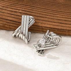 Pendientes de botón de acero inoxidable 304&nbsp;EJEW-M073-02P