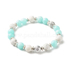 Jade malaisien naturel (teint) & howlite & roche de lave & perles d'hématite synthétique ensemble de bracelets extensibles de puissance d'énergie pour fille femmes&nbsp;BJEW-JB07033