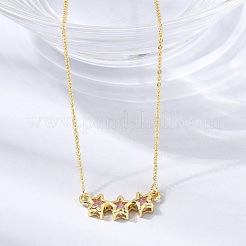 Collares con colgante de triple estrella de latón y vidrio&nbsp;KK-CBAB173-03G-10