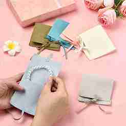 Pochettes à bijoux carrées en tissu de fibres&nbsp;ABAG-YWC0001-01A