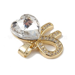 Pendenti in vero ottone placcato in oro 18k placcato in cremagliera con micro pavé di zirconi cubici trasparenti&nbsp;KK-C015-26G