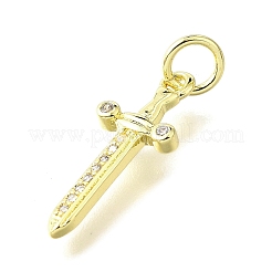 Pendentifs avec zircon cubiques à micro-pavés en laiton&nbsp;KK-V007-17G