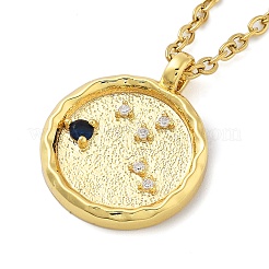 Ciondoli rotondi piatti con costellazione di zirconi cubici in acciaio inossidabile 304&nbsp;LS-STAS-S145-01E