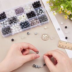 375 kit de cuentas redondas de joyería de diy de 15 estilos&nbsp;DIY-AR0004-63