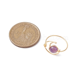 Runde natürliche Amethyst & Tigerauge & Hemimorphit & Regenbogen Mondstein Fingerringe&nbsp;RJEW-TA00144