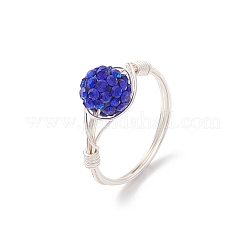 Handgefertigte Polymer Clay Strass Fingerringe für Frauen&nbsp;RJEW-JR00920-01