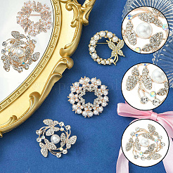 4 stücke 4 stile blume & schmetterling kunststoff imitation perle perlen brosche&nbsp;JEWB-CJ0001-29